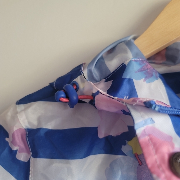Joules Golightly Ladies Waterproof Packaway Jacket, Blue Stripe Floral, Size 4 - Picture 11 of 14